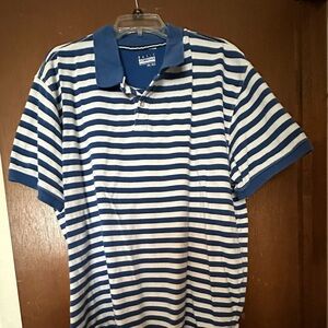 Basic Editions Mens Blue & White Striped Polo Shirt Size 2XL